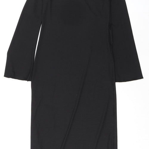New Look Womens Black Polyester Sheath Size 8 Crew Neck Pullover - Ribbed