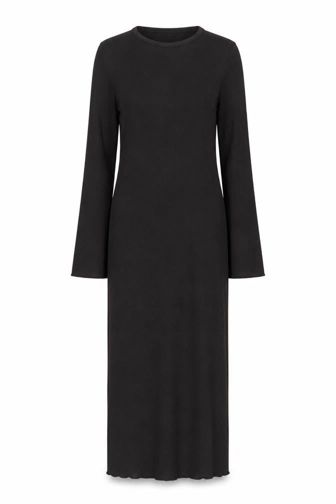 Front view of New Look women’s black polyester sheath, size UK 8, crew neck pullover - ribbed