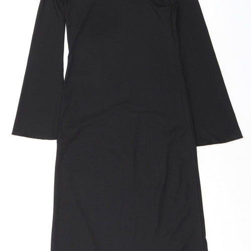 New Look Womens Black Polyester Sheath Size 8 Crew Neck Pullover - Ribbed