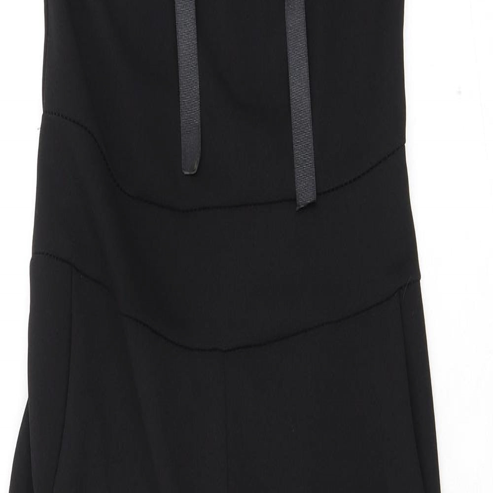 Boohoo Womens Black Polyester Jumpsuit One-Piece Size S L30 in Zip - Lace Neckline