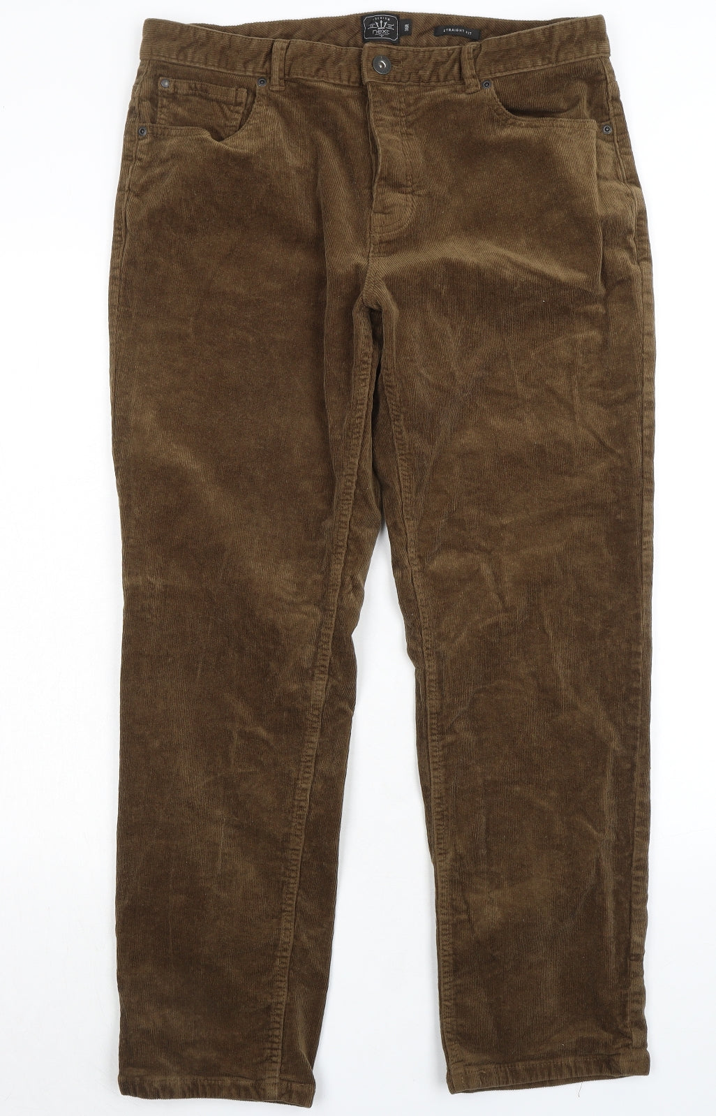 NEXT Mens Green Cotton Trousers Size 36 in L31 in Regular Button