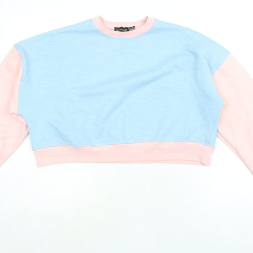 PRETTYLITTLETHING Womens Multicoloured Colourblock Polyester Pullover Sweatshirt Size 8 Pullover