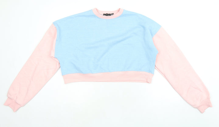 PRETTYLITTLETHING Womens Multicoloured Colourblock Polyester Pullover Sweatshirt Size 8 Pullover