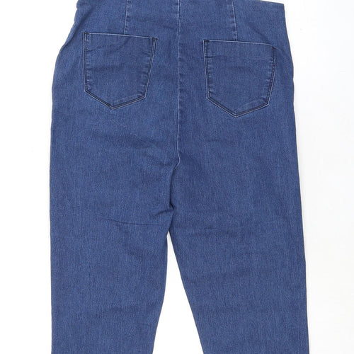 Boohoo Womens Blue Cotton Dungaree One-Piece Size 10 L30 in Button