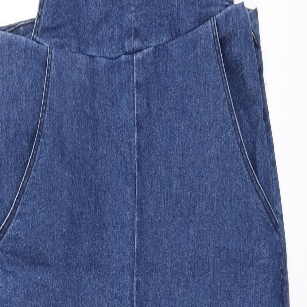 Boohoo Womens Blue Cotton Dungaree One-Piece Size 10 L30 in Button