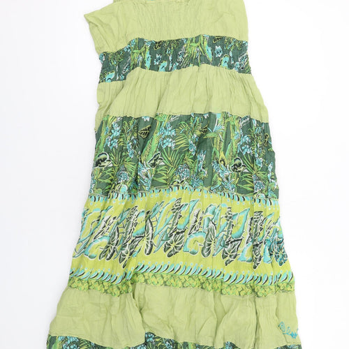 Klass Womens Green Geometric Cotton A-Line Size 16 V-Neck Pullover