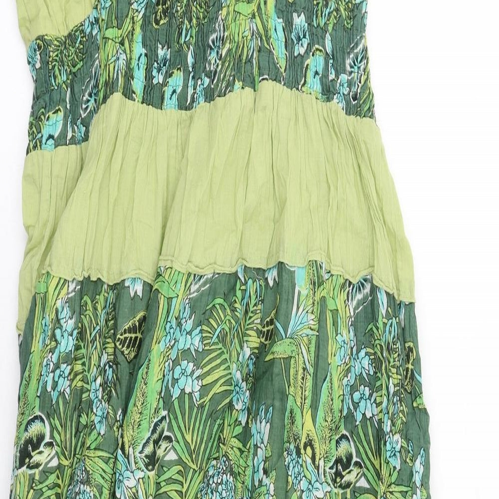 Klass Womens Green Geometric Cotton A-Line Size 16 V-Neck Pullover