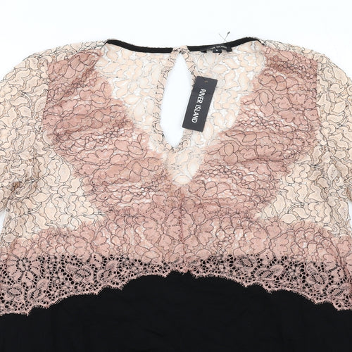 River Island Womens Black Colourblock Polyamide Trapeze & Swing Size 6 V-Neck Pullover