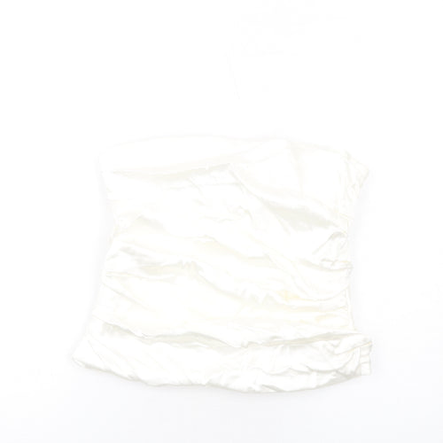 Zara Womens Ivory Polyester Cropped Tank Size L Off the Shoulder