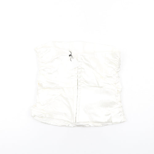 Zara Womens Ivory Polyester Cropped Tank Size L Off the Shoulder