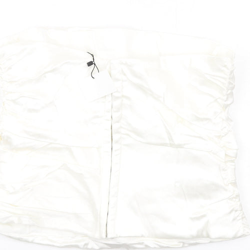 Zara Womens Ivory Polyester Cropped Tank Size L Off the Shoulder