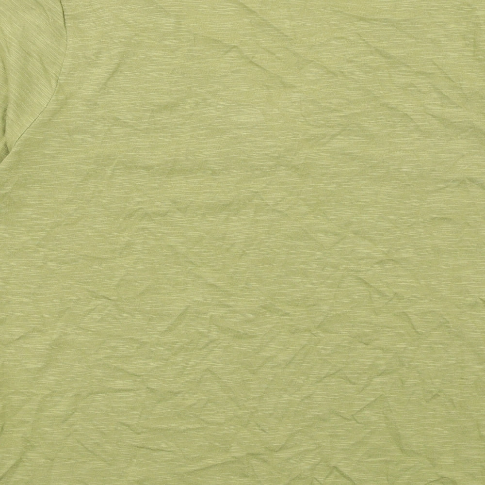 Marks and Spencer Womens Green Cotton Basic T-Shirt Size 14 V-Neck
