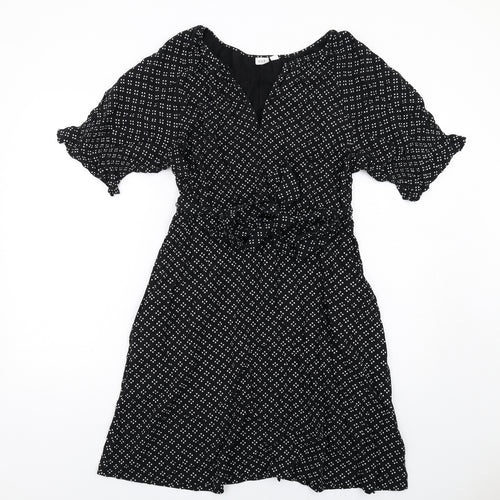 Gap Womens Black Geometric Viscose A-Line Size M V-Neck Pullover
