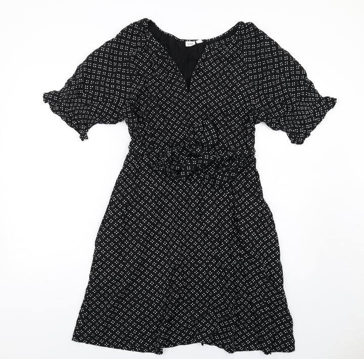 Gap Womens Black Geometric Viscose A-Line Size M V-Neck Pullover
