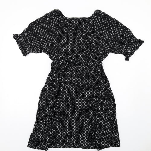 Gap Womens Black Geometric Viscose A-Line Size M V-Neck Pullover