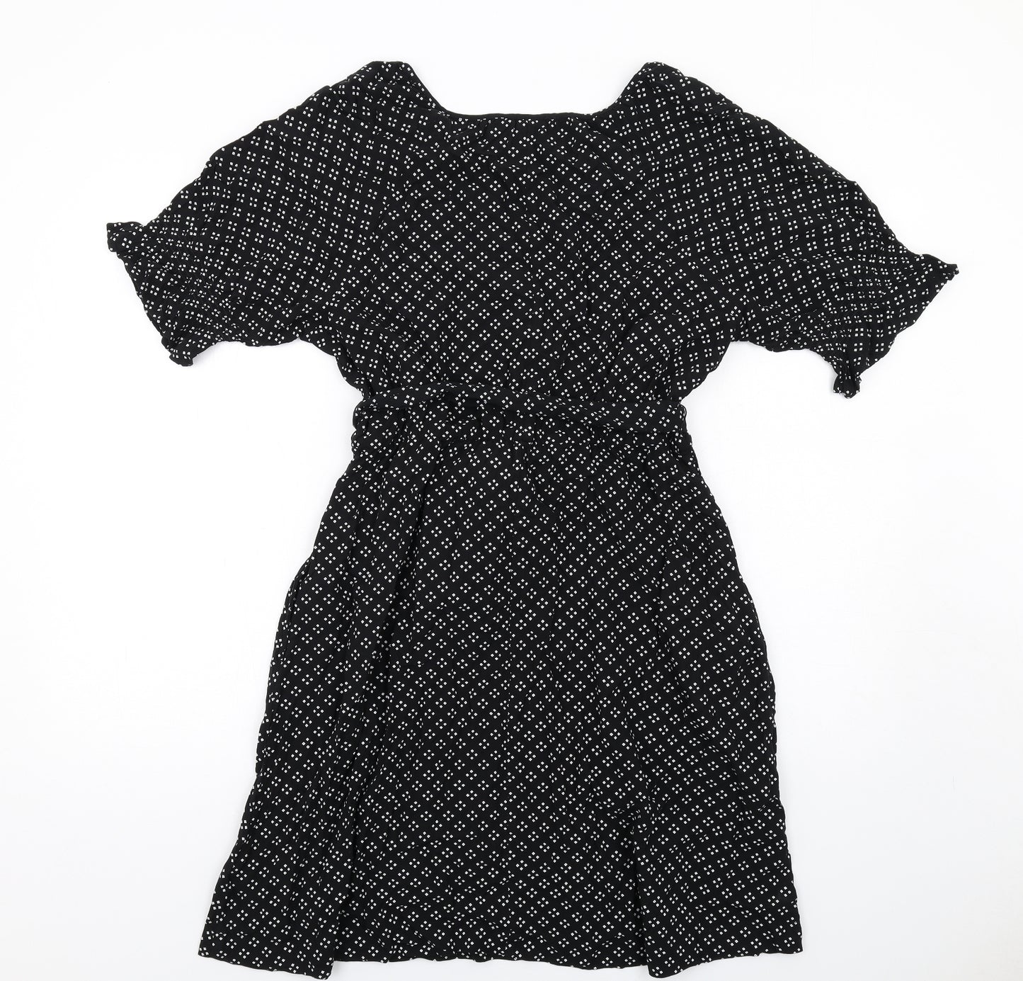 Gap Womens Black Geometric Viscose A-Line Size M V-Neck Pullover