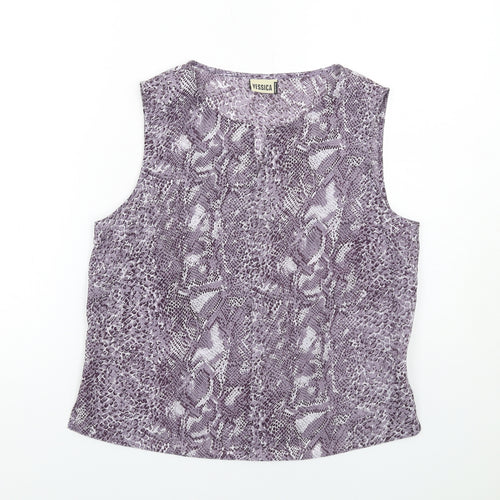 Yessica Womens Purple Animal Print Polyester Basic Tank Size 16 Round Neck - Snakeskin Pattern