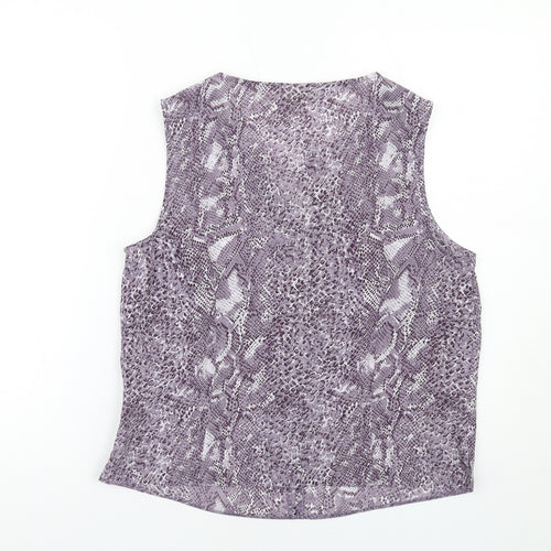 Yessica Womens Purple Animal Print Polyester Basic Tank Size 16 Round Neck - Snakeskin Pattern