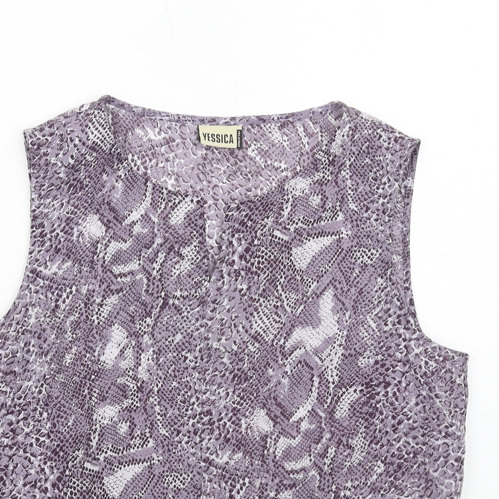 Yessica Womens Purple Animal Print Polyester Basic Tank Size 16 Round Neck - Snakeskin Pattern