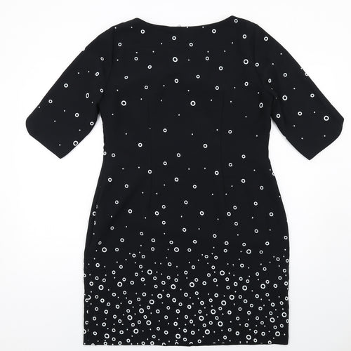 Bravissimo Womens Black Geometric Viscose Shift Size 12 Round Neck Zip