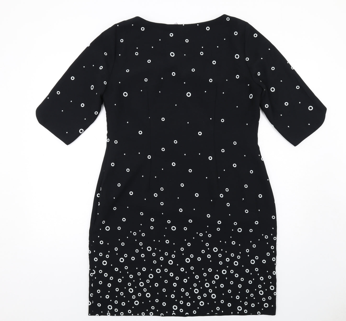 Bravissimo Womens Black Geometric Viscose Shift Size 12 Round Neck Zip