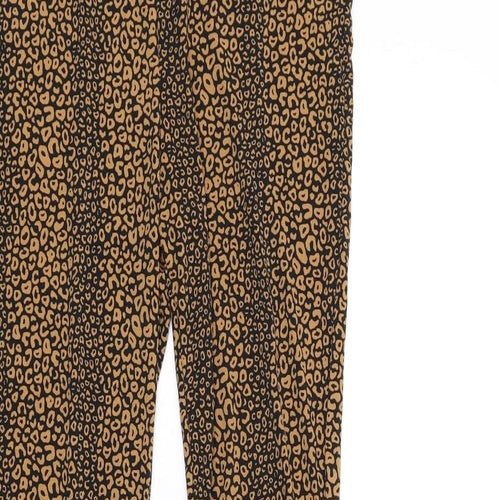 River Island Womens Brown Animal Print Polyester Trousers Size 8 L33 in Regular - Leopard Print Vented Hem