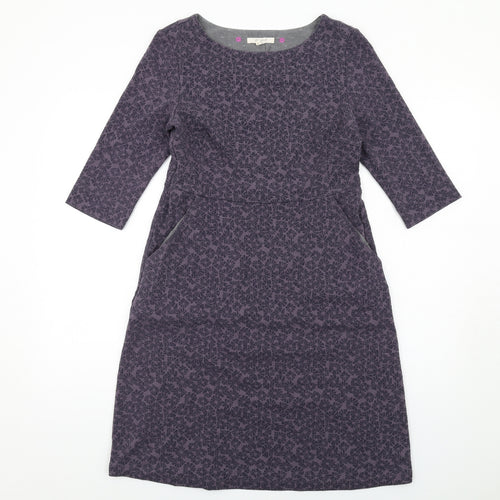 White Stuff Womens Purple Geometric Polyester A-Line Size 10 Round Neck Pullover