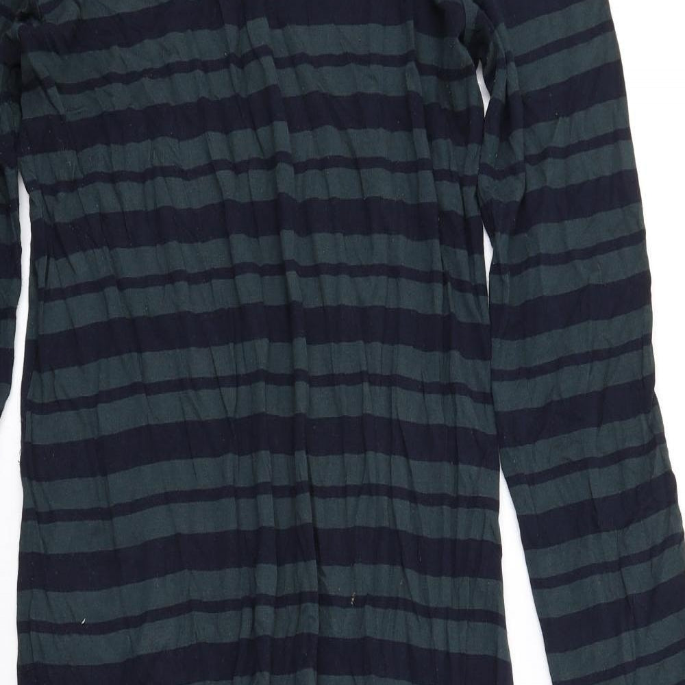 French Connection Womens Green Striped Polyester Jumper Dress Size 16 Round Neck Pullover