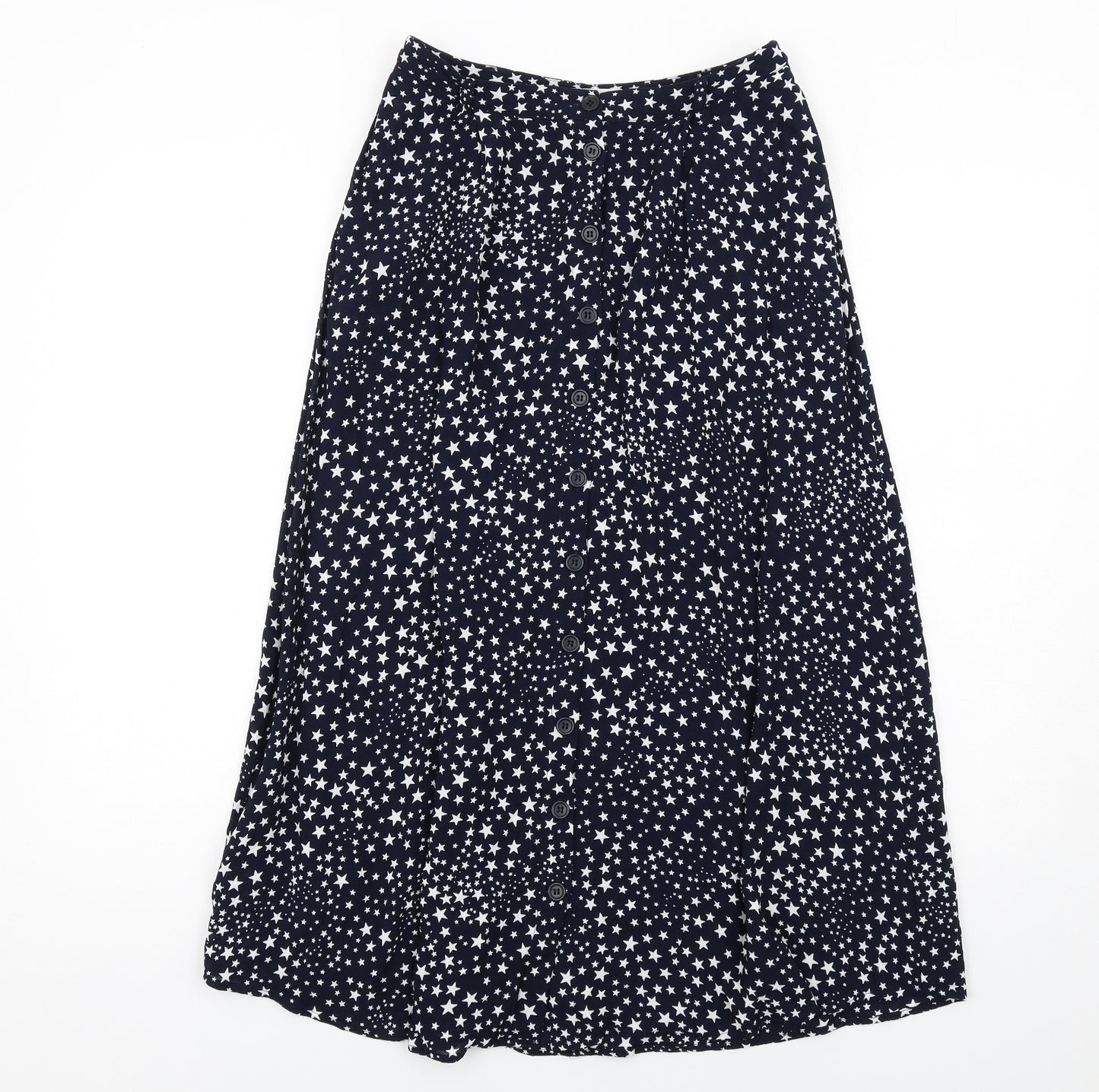 Hush Womens Blue Geometric Viscose A-Line Skirt Size 8 Button - Star pattern