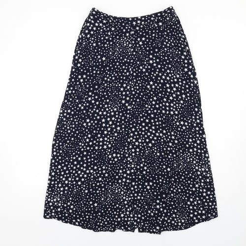 Hush Womens Blue Geometric Viscose A-Line Skirt Size 8 Button - Star pattern