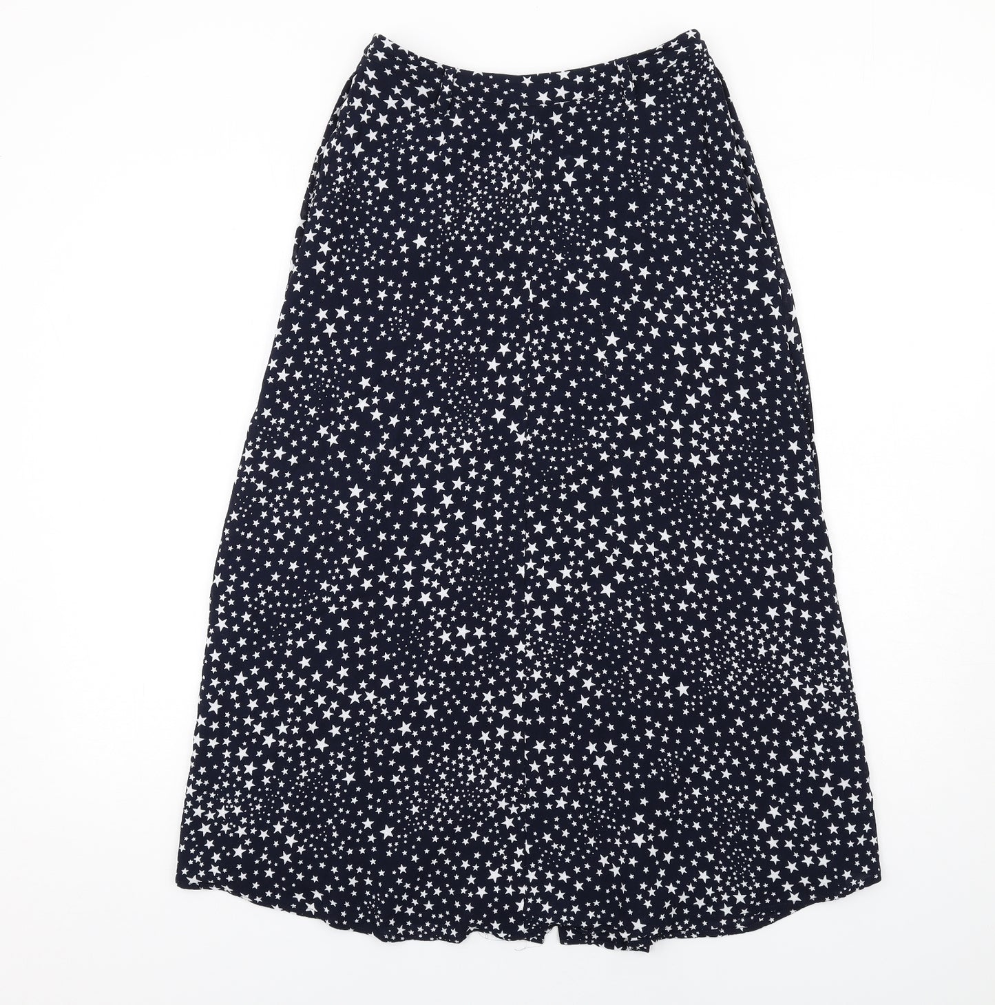 Hush Womens Blue Geometric Viscose A-Line Skirt Size 8 Button - Star pattern