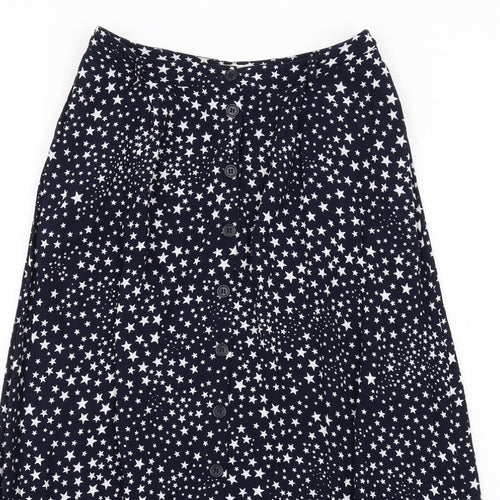 Hush Womens Blue Geometric Viscose A-Line Skirt Size 8 Button - Star pattern