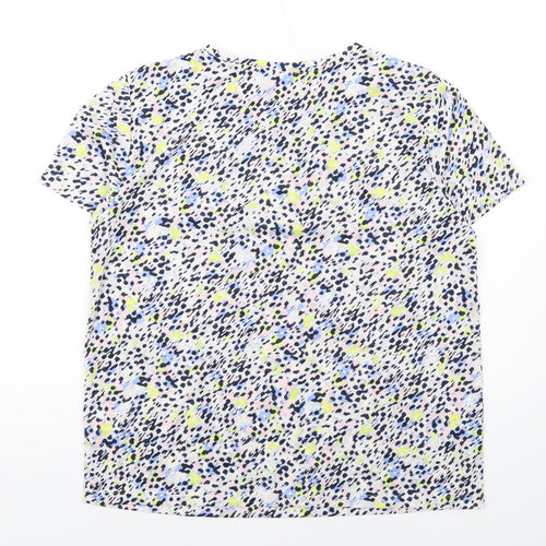 Marks and Spencer Womens Multicoloured Geometric Polyester Basic T-Shirt Size 12 Round Neck