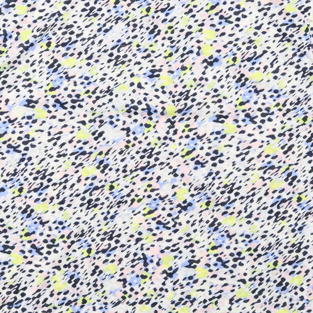 Marks and Spencer Womens Multicoloured Geometric Polyester Basic T-Shirt Size 12 Round Neck