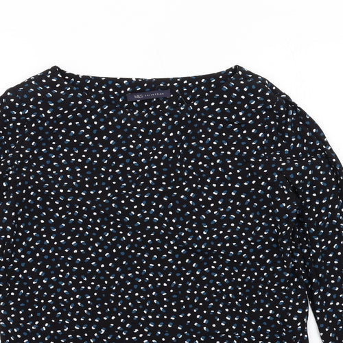Marks and Spencer Womens Black Geometric Viscose Basic Blouse Size 6 Round Neck