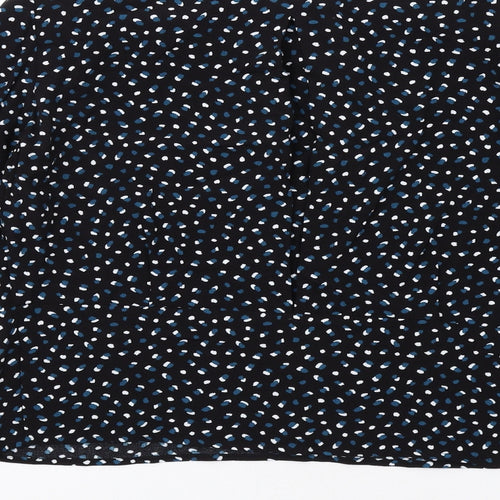 Marks and Spencer Womens Black Geometric Viscose Basic Blouse Size 6 Round Neck
