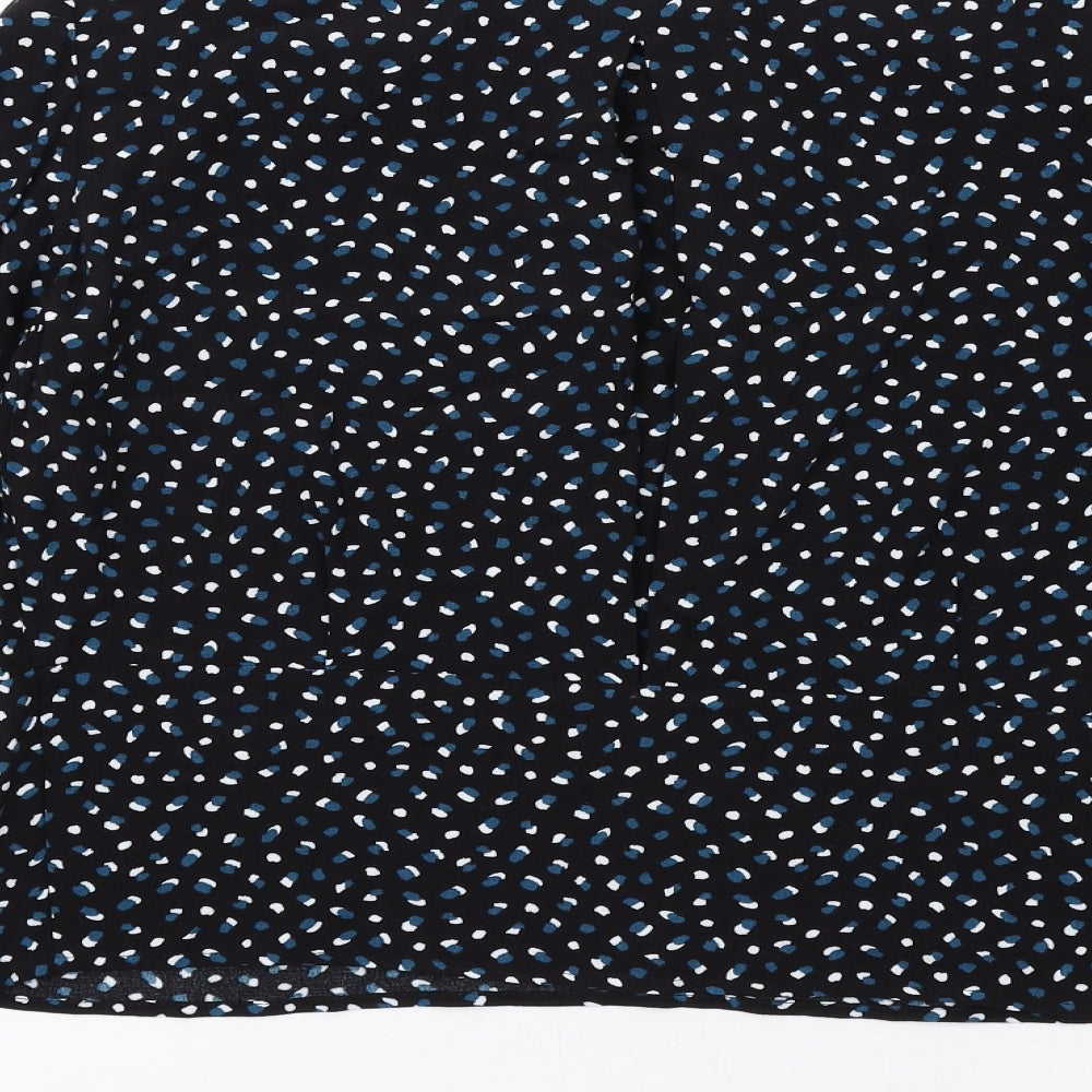 Marks and Spencer Womens Black Geometric Viscose Basic Blouse Size 6 Round Neck