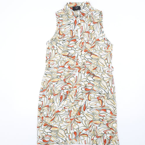 AX Paris Womens Multicoloured Geometric Polyester Shirt Dress Size 10 Collared Button