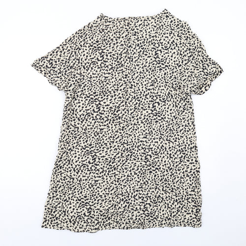 H&M Womens Beige Animal Print Viscose A-Line Size 6 Boat Neck Pullover - Cheetah pattern