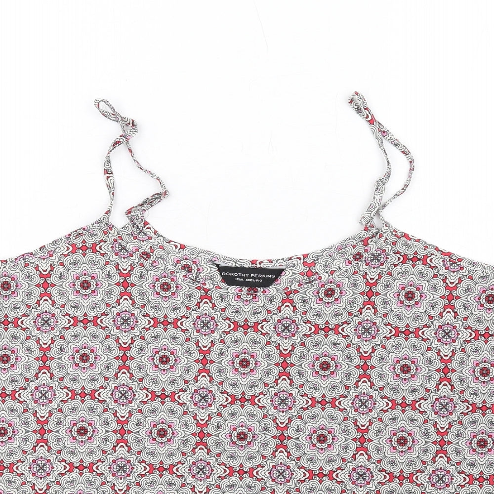 Dorothy Perkins Womens Multicoloured Geometric Polyester Camisole Tank Size 12 Round Neck
