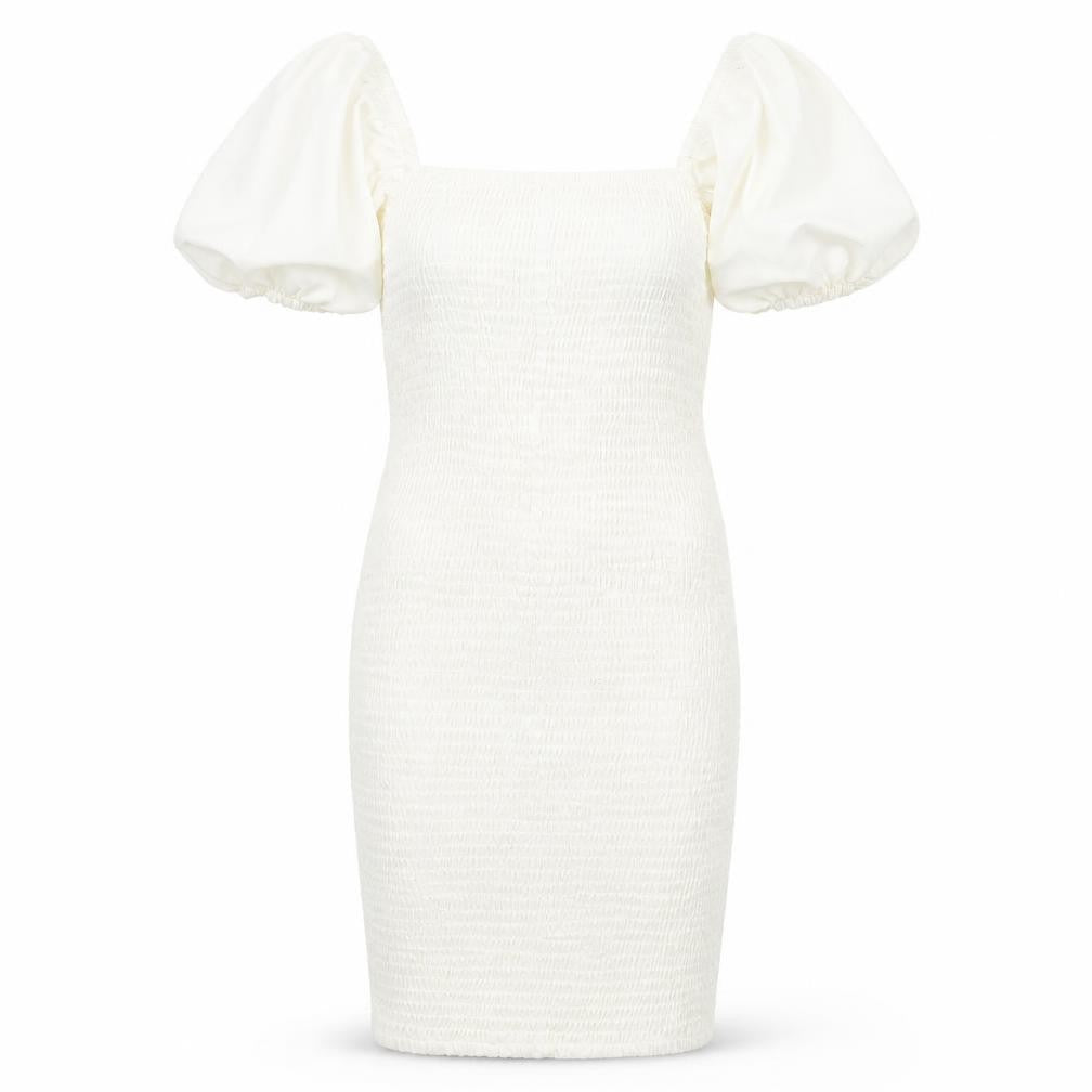 PRETTYLITTLETHING Womens White Polyester Bodycon Size 6 Square Neck Pullover