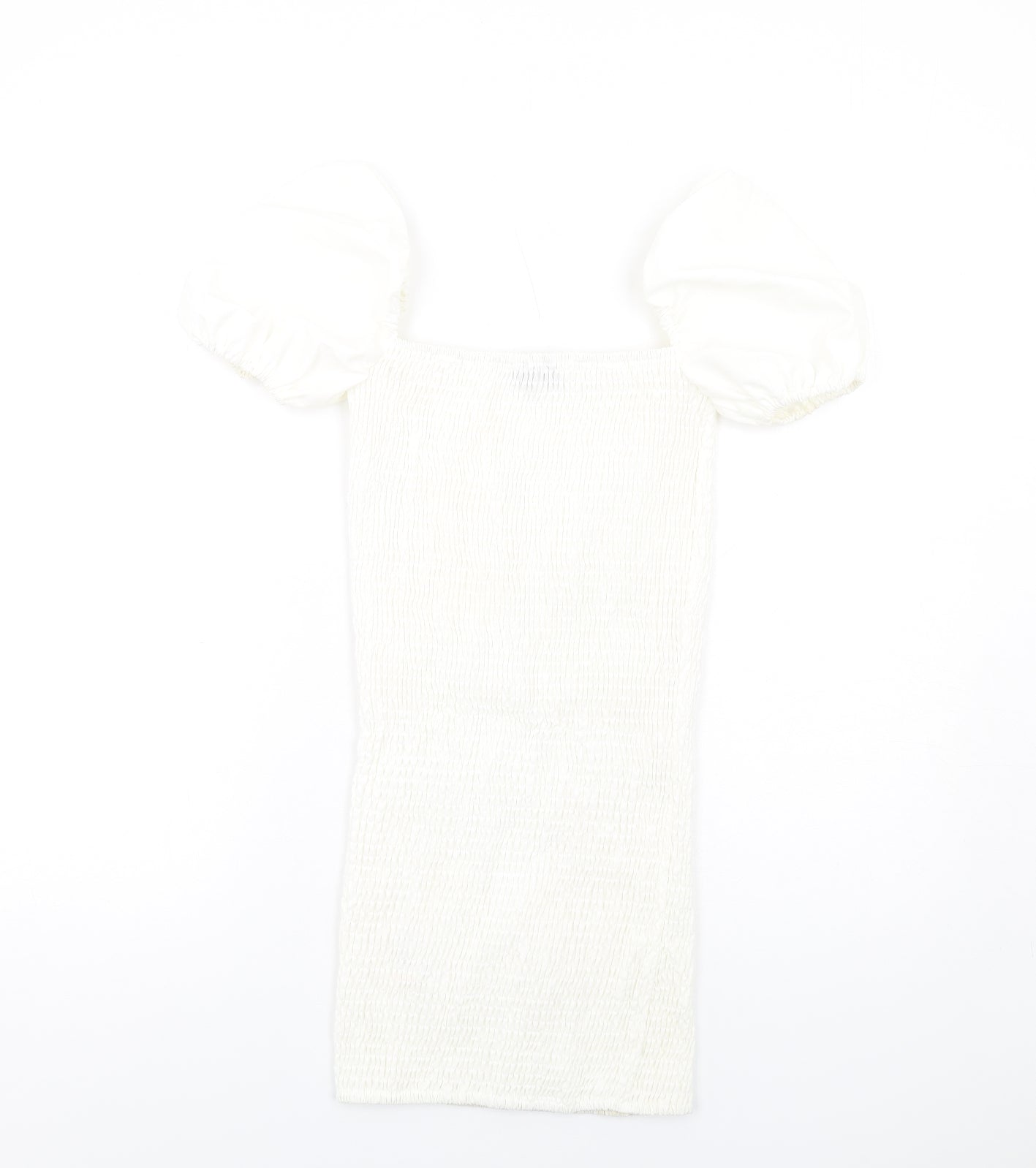 PRETTYLITTLETHING Womens White Polyester Bodycon Size 6 Square Neck Pullover