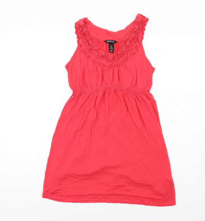 H&M Womens Red Viscose Tank Dress Size M Scoop Neck Pullover