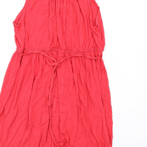H&M Womens Red Viscose Tank Dress Size M Scoop Neck Pullover