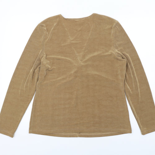 Kim&Co Womens Brown Acetate Basic Blouse Size 2XL V-Neck - Knot Front