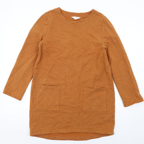 Seasalt Womens Brown Cotton Jumper Dress Size 10 Round Neck Pullover
