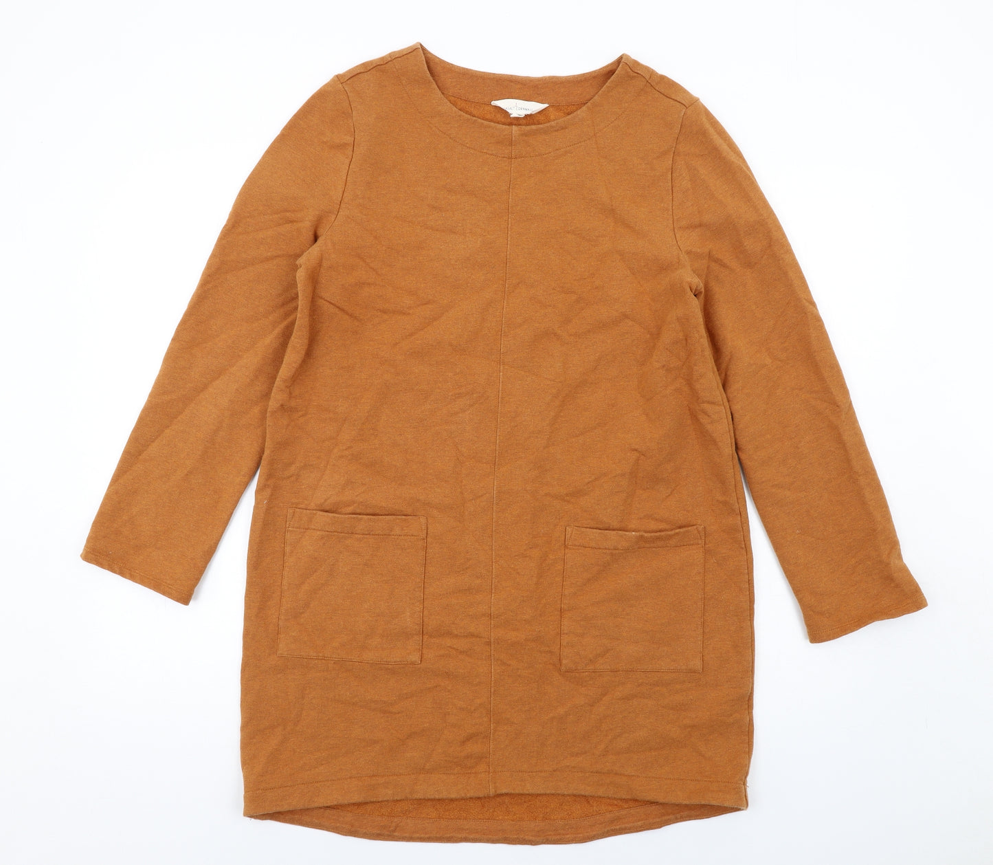 Seasalt Womens Brown Cotton Jumper Dress Size 10 Round Neck Pullover