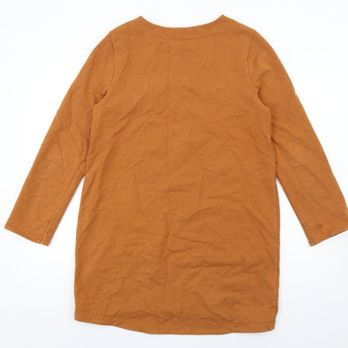 Seasalt Womens Brown Cotton Jumper Dress Size 10 Round Neck Pullover