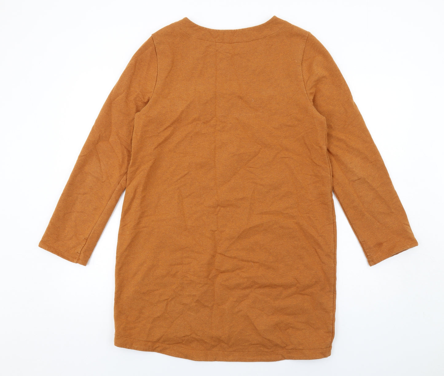Seasalt Womens Brown Cotton Jumper Dress Size 10 Round Neck Pullover