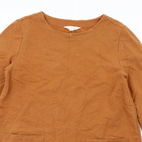 Seasalt Womens Brown Cotton Jumper Dress Size 10 Round Neck Pullover